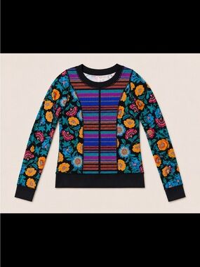Body Glove Floral Stripe Rash Guard Swim Top XS Boho Long Sleeve UPF 50+